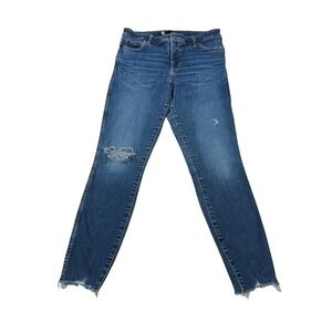 KUT From The Kloth High Rise Skinny Jeans Women 8 Distressed Raw‎ Hem Denim